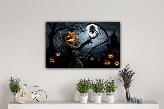 Halloween Scarecrow Pumpkin Canvas