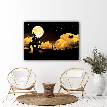 Halloween Haunted House Canvas